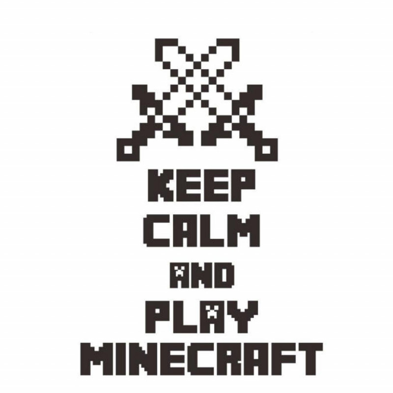 Наклейка-переводка на стену - Keep calm and play Minecraft