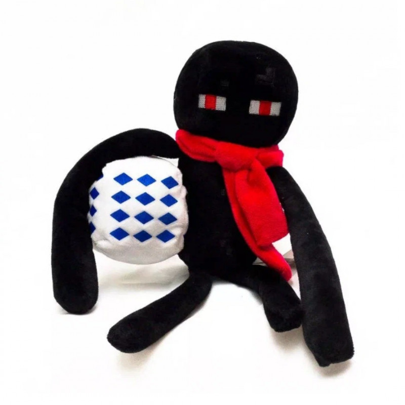 Мягкая игрушка Minecraft Enderman red scarf "Эндермен c лазуритовым блоком руды", 26 см